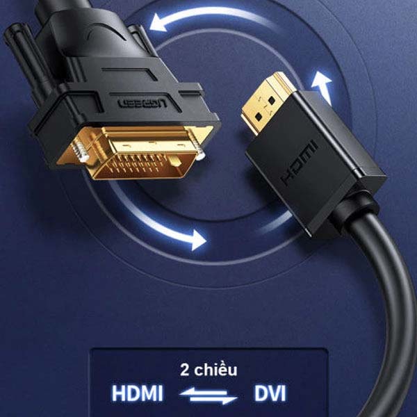 کابل HDMI به 1+24 DVI-D (دو طرفه) یوگرین مدل HD106-10135 طول 2 متر با رزولوشن 4K