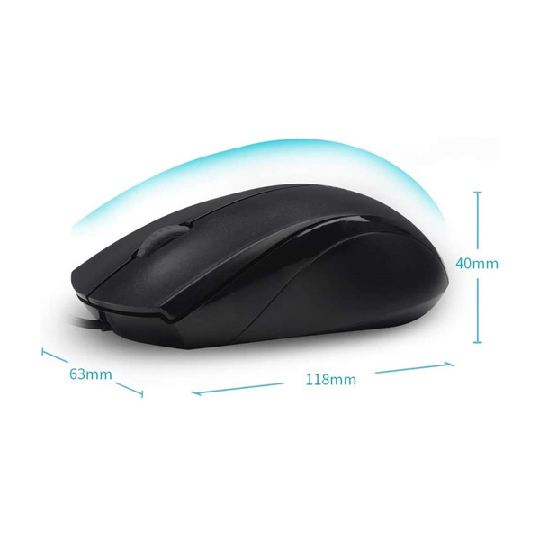 ابعاد ماوس رپو N1600 Silent Wired Mouse