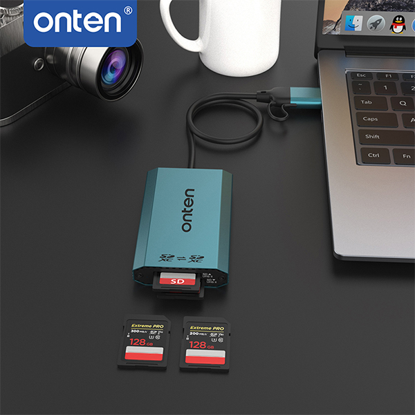 رم ریدر USB 3.2 Gen 1/USB-C اونتن مدل OTN-P5 با دو درگاه حافظه