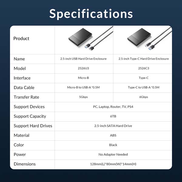 قاب هارددیسک اکسترنال 2.5 اینچی Micro-B اوریکو مدل 2526U3-V1