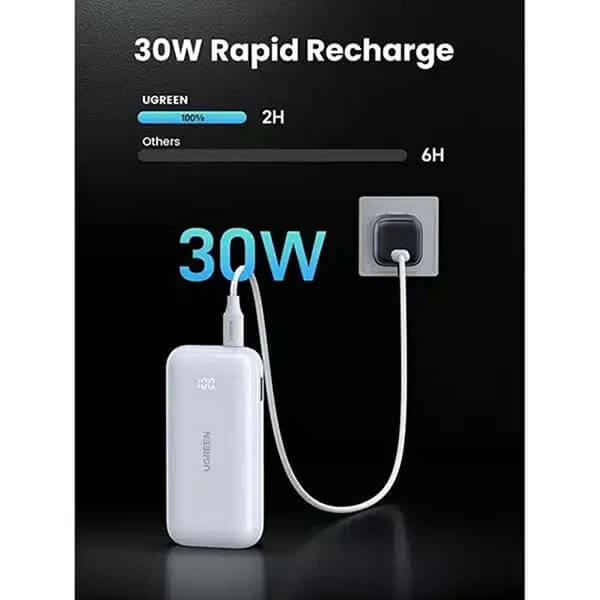 پاور بانک 30 وات یوگرین مدل PB501-25189 ظرفیت 10000 میلی آمپر ساعت فست شارژ