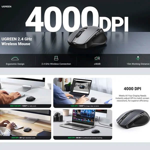 ماوس بی سیم یوگرین مدل 15063-MU006 بی صدا