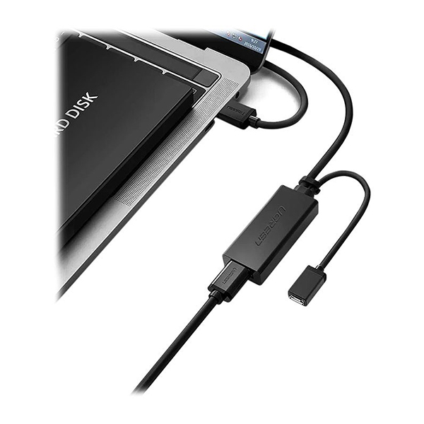کابل افزایش طول USB 3.0 همراه پورت تقویت کننده Micro-USB یوگرین مدل US175-20826 طول 5 متر
