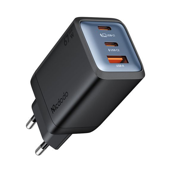 شارژر دیواری 67 وات مک دودو مدل CH-0970 با 2 خروجی USB-C و 1 خروجی USB-A