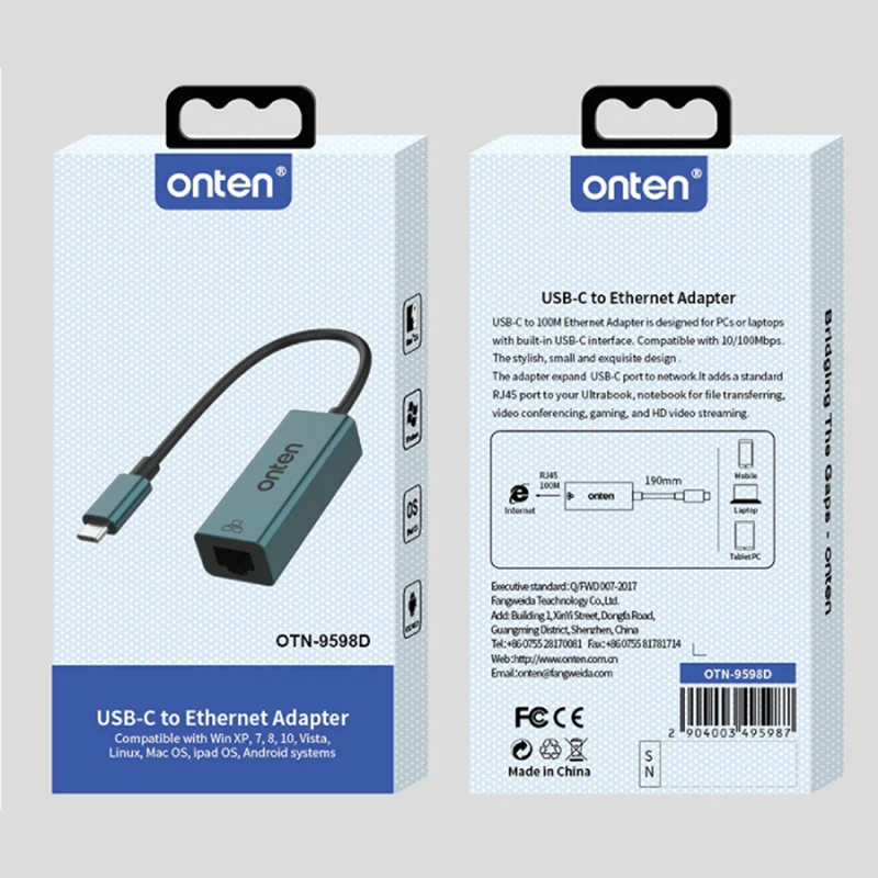 تبدیل USB-C به LAN 100MB اونتن مدل 9598D