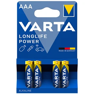 باتری نیم قلمی آلکالاین وارتا مدل Longlife Power بسته 4 عددی