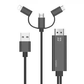 کابل تبدیل لایتنینگ/microUSB/USB-C به HDMI اونتن مدل OTN-7537A طول 1.8 متر
