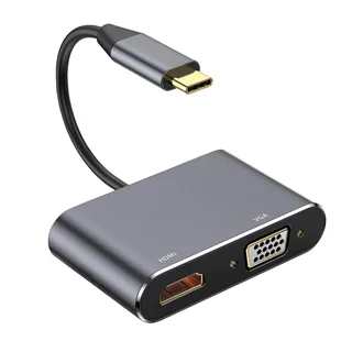 تبدیل Type-C به HDMI-VGA کی نت مدل K-COUC30HV با رزولوشن 4K