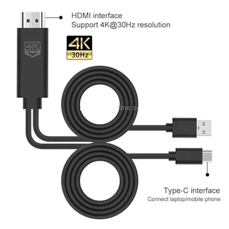 کابل تبدیل USB-C به HDMI اونتن مدل UC505 طول 1.8 متر با کابل تامین برق 1.2 متری