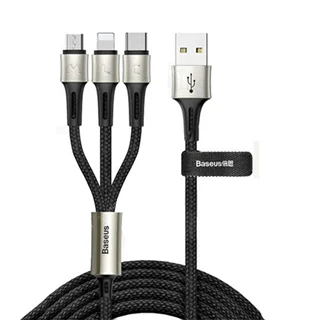کابل تبدیل USB به Iphone Lightning و Type C و Micro USB باسئوس مدل CAMLT-GH01 طول 1.2 متر
