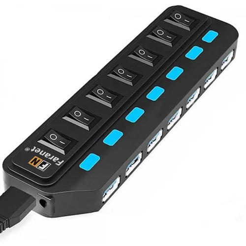 هاب هفت پورت USB 3.0 فرانت مدل FN-U3H701S به همراه کلید و آداپتور