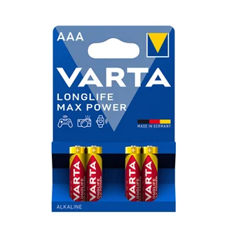 باتری نیم قلمی آلکالاین وارتا مدل Longlife Max Power بسته 4 عددی