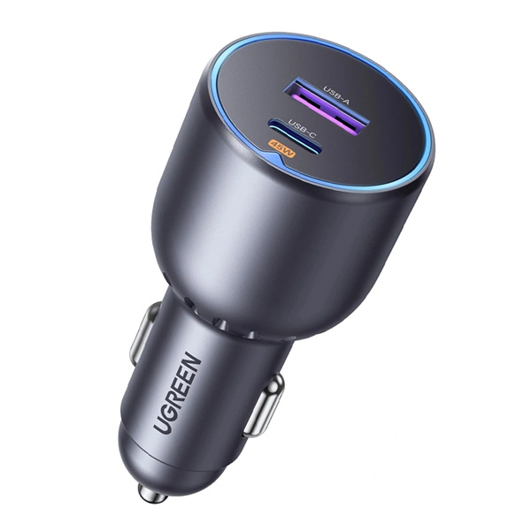 شارژر فندکی 63W یوگرین مدل EC701-35023 با 1 خروجی USB-C و 1 خروجی USB-A
