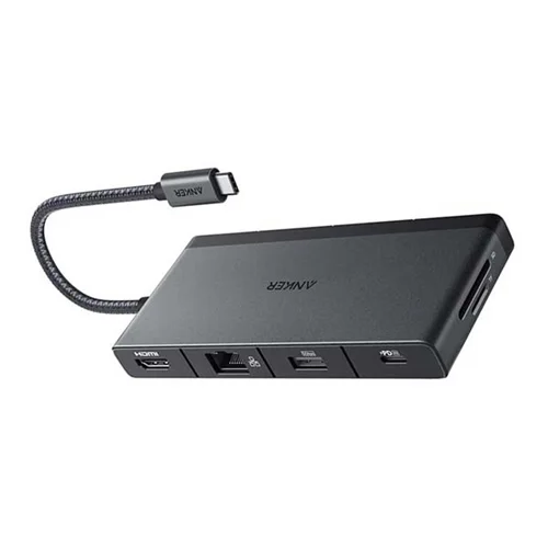 هاب تایپ سی 9 پورت انکر مدل A8373 552 با 2 پورت USB 2.0 و 2 پورت USB-C و پورت USB 3.0 و HDMI و شبکه و کارت حافظه