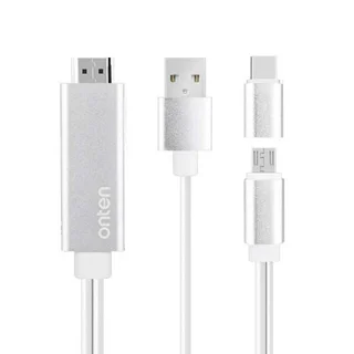 کابل تبدیل microUSB/Type-C به HDMI اونتن مدل OTN-7559S طول 1.8 متر به همراه مبدل USB-C