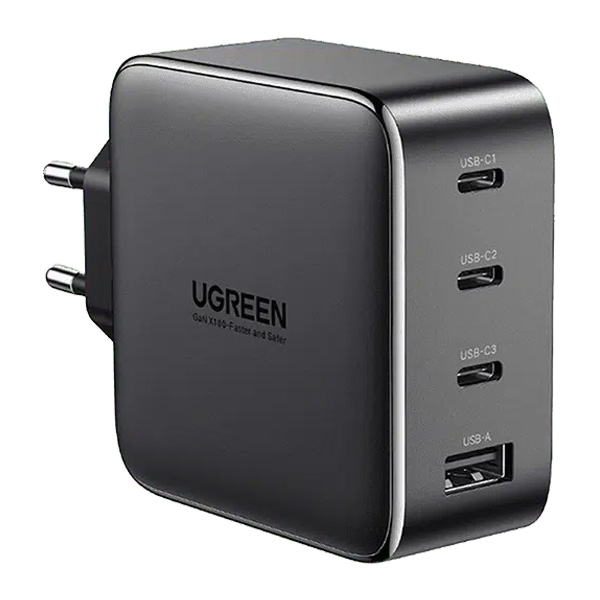 شارژر دیواری 100 وات یوگرین مدل CD226-40747 با 1 خروجی USB-A و 3 خروجی USB-C