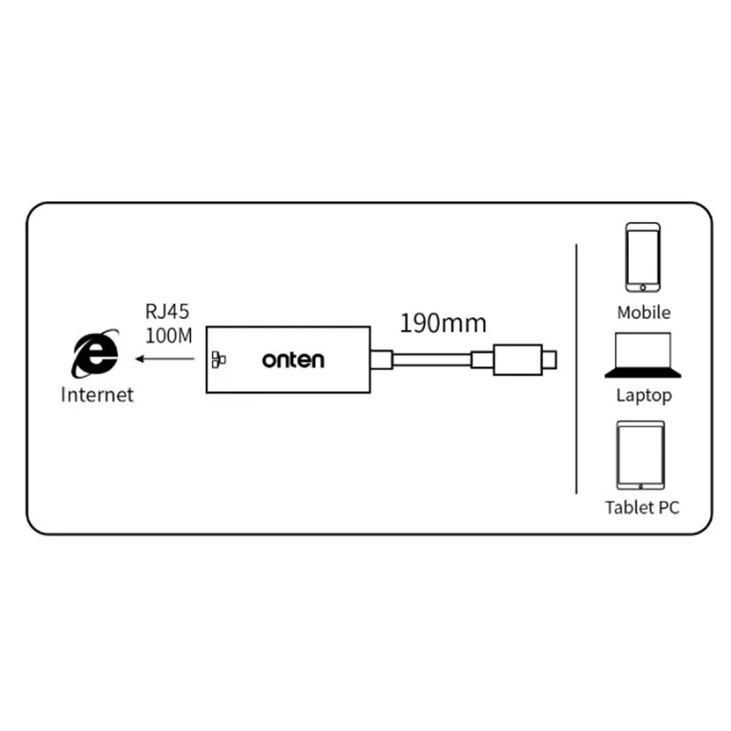 تبدیل USB-C به LAN 100MB اونتن مدل 9598D