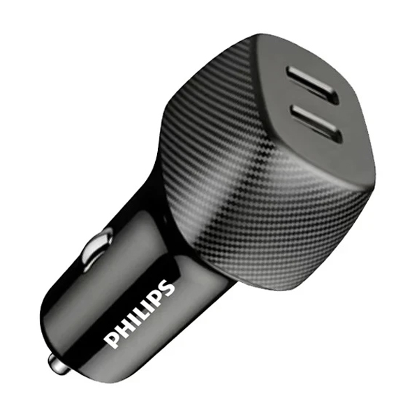شارژر فندکی 60W فیلیپس مدل DLP5522C با 2 خروجی USB-C
