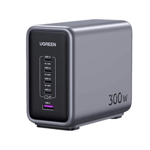 شارژر رومیزی 300 وات یوگرین مدل CD333-90903B با 1 خروجی USB-A و 4 خروجی USB-C