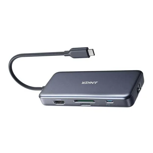 هاب تایپ سی 7 پورت انکر مدل PowerExpand+ A8352 با 2 پورت USB 3.0 و پورت USB-C و HDMI و شبکه و کارت حافظه