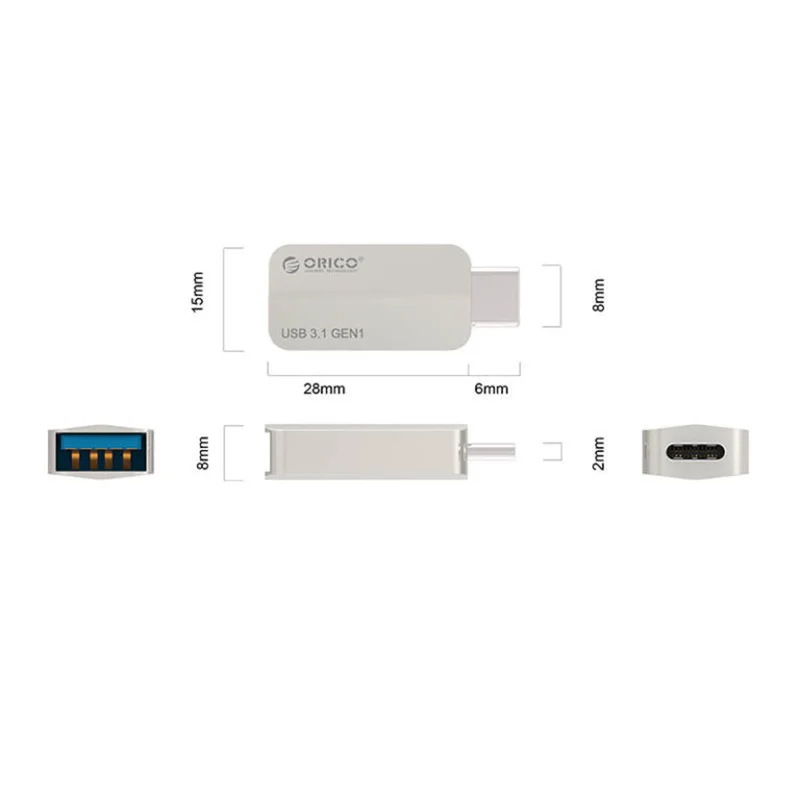 ابعاد تبدیل Type-C به USB اوریکو مدل CTA2