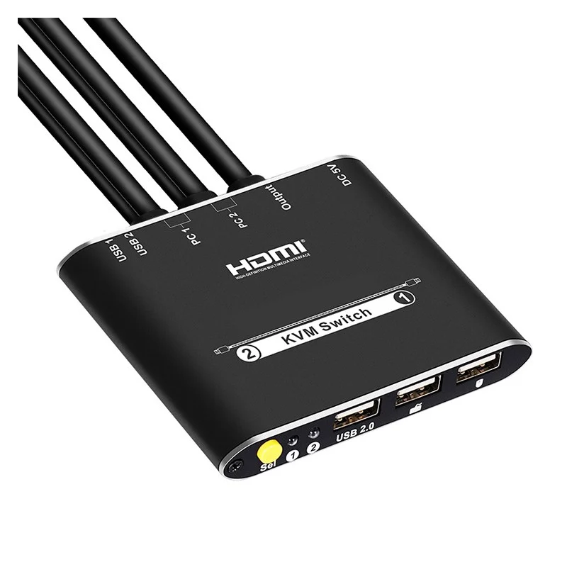 کی وی ام سوئیچ 2 پورت HDMI همراه کابل لایمستون مدل LS-HKC0201