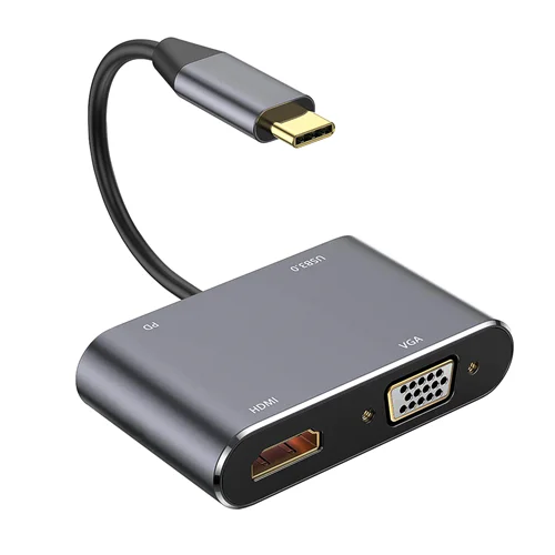 مبدل چهار پورت USB-C به HDMI / VGA / USB3.0 / PD