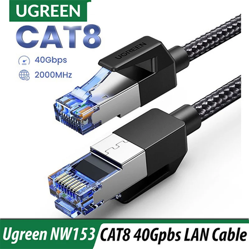 کابل شبکه Cat8 بافته شده یوگرین مدل NW153-80430 طول 1.5 متر