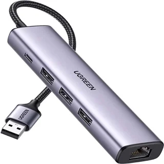 هاب 5 پورت USB 3.0 یوگرین مدل CM475-60554 با 3 پورت USB 3.0 و 1 پورت LAN و Type-C PD