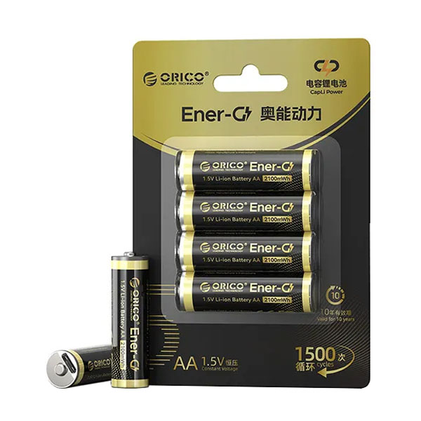 باتری قابل شارژ USB-C قلمی اوریکو مدل EG5C-UN-4PK-BP ظرفیت ۲۱۰۰mWh بسته 4 عددی