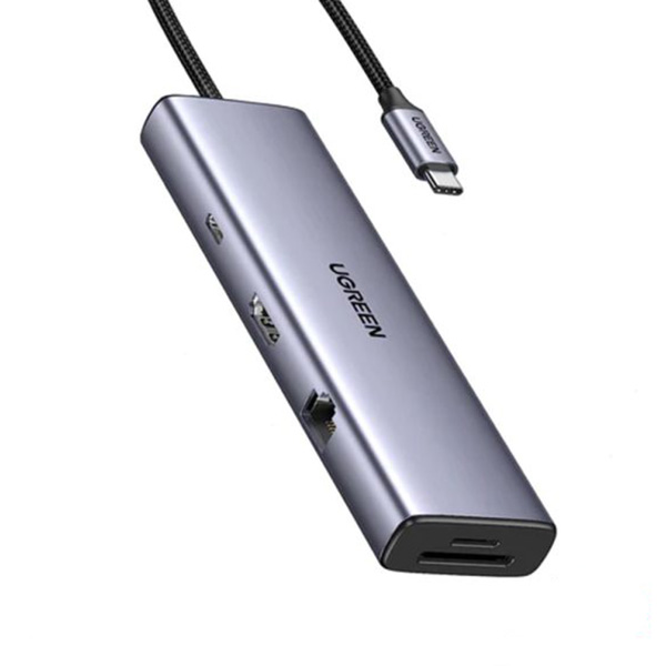 هاب 9 پورت Type-C یوگرین مدل CM498-15375 با 2 پورت USB3 0 و 2 پورت Type-C و 1 پورت HDMI و 1 پورت RJ45 و کارت حافظه SD/TF و PD