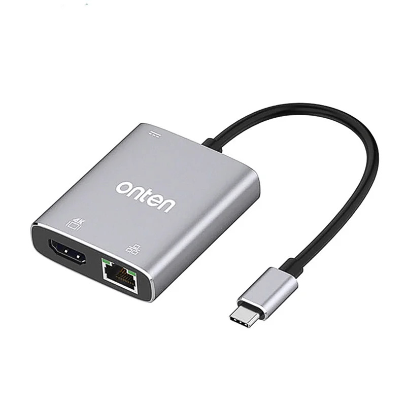 تبدیل USB-C به HDMI و شبکه اونتن مدل OTN-91188