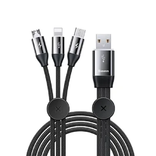 کابل تبدیل USB به Iphone Lightning و Type C و Micro USB باسئوس مدل CAMLT-FX01 طول 1 متر