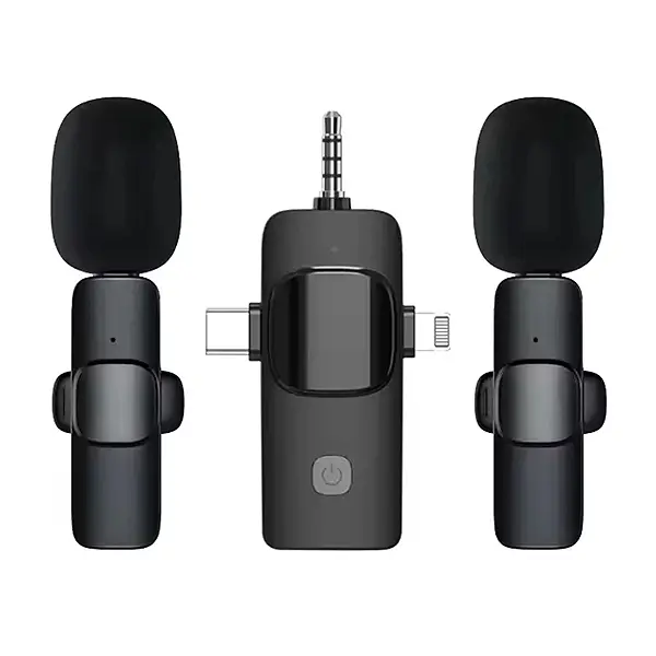 میکروفون یقه ای بی سیم دو کاربره مدل K15 با رابط Type-C/Lightning/3.5mm