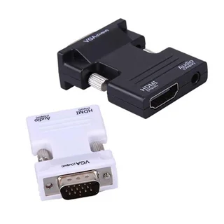 تبدیل HDMI به VGA و 3.5mm Audio با کابل صدا به طول 20 سانتی متر